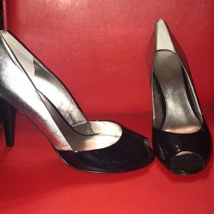 Silver and Black peep toes!